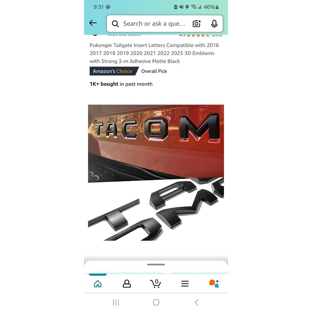 Tailgate Insert Letters Compatible 2016-2023  3D Emblems TACOMA Matte Black